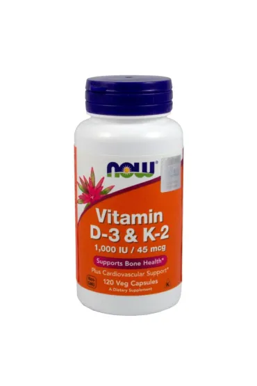 Now Foods Witamina D-3 i K2 1000 IU/45 mcg Suplement diety 120 kaps.