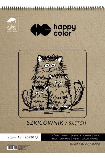 Happy Color Szkicownik na spirali M�ody Artysta, bia�y, A3, 80/90g, 40 arkuszy 40 kartek