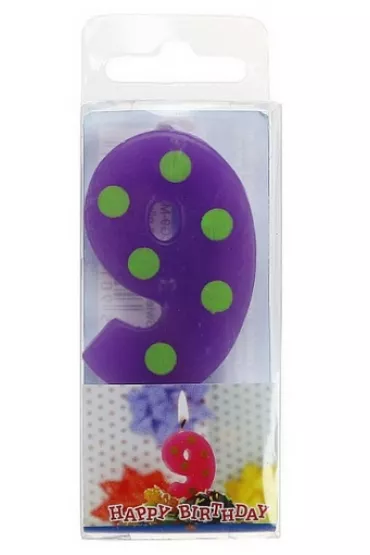 Godan �wieczka cyferka piker grochy 9 - 6cm