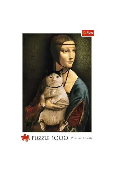 Puzzle 1000 el. Dama z kotem Trefl