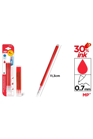 Mp Main Paper Wk�ady do d�ugopis�w �cieralnych XXL MP 0.7mm czerwone 3 szt.