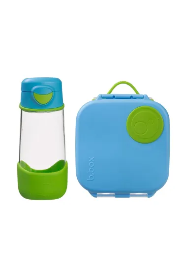 b.box Zestaw Sportowa butelka tritanowa + Mini Lunchbox, Ocean Breeze 450 ml + 1 l