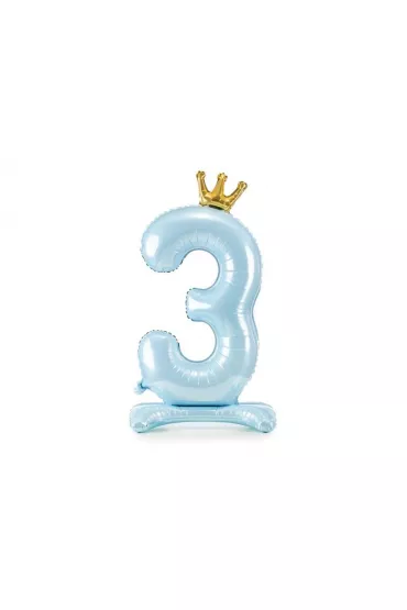 PartyDeco Stoj�cy balon foliowy 3 b��kitny 84cm