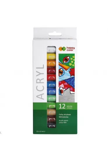 Happy Color Farby akrylowe, zestaw kolorystyczny, 12 kolor�w x 12 ml