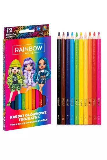 Astra Kredki o��wkowe tr�jk�tne Rainbow High 12 szt.