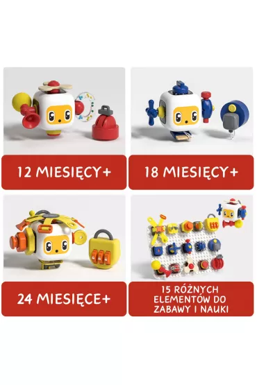 Tablica manipulacyjna z kostk� i doczepianymi elementami 12 m+ Top Bright