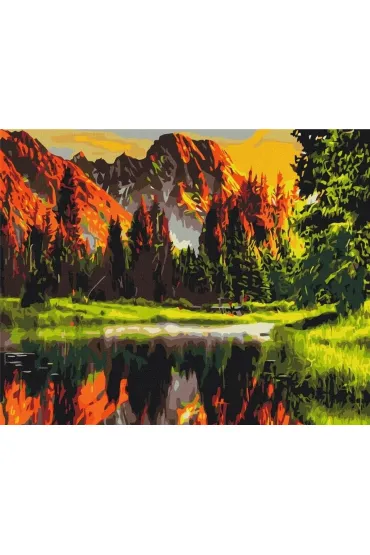 Brushme Malowanie po numerach - Zach�d s�o�ca w g�rskiej dolinie 40x50cm