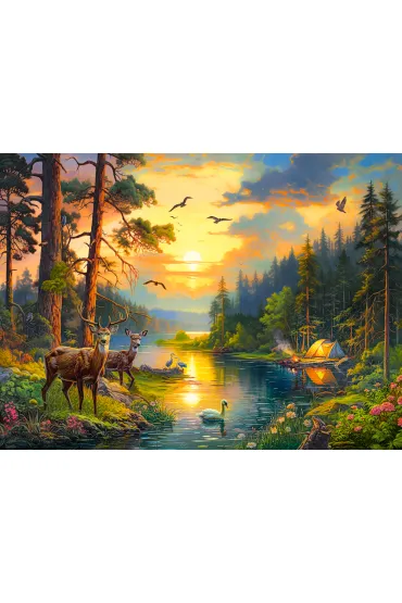 Puzzle 3000 el. Sunset over Forest River Castorland