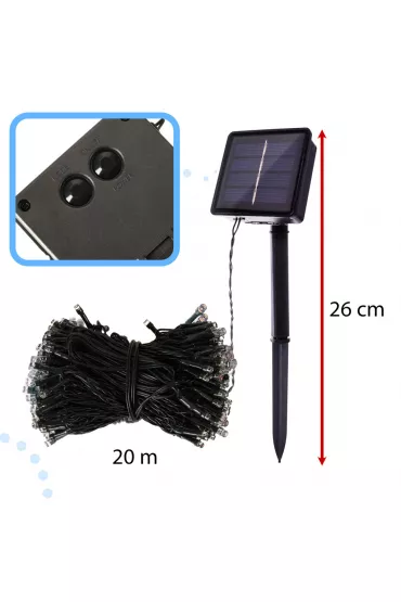 Lampki solarne ogrodowe LED choinkowe �wi�teczne �a�cuch �wietlny 20m 200LED ciep�y