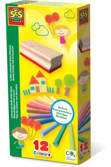 Ses Creative Kreda kolorowa niepyl�ca z g�bk� 12 szt.