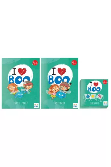 Pakiet I love Boo. J�zyk angielski. Poziom A+: Karty pracy, Wyprawka, Minikarty
