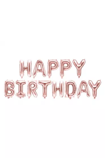 PartyDeco Balon foliowy Happy Birthday r�owe z�oto 340x35cm