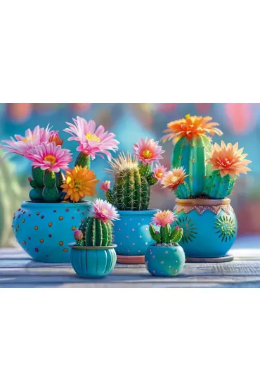 Puzzle 1000 el. Bloomy Cactus Fireworks CherryPazzi