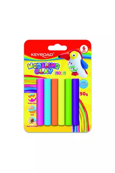 Keyroad Plastelina okrga neon 6x15g
