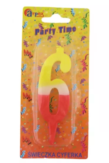 Arpex �wieczki Urodzinowe Party Time Cyfra 6 D9905-6
