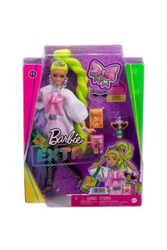 Barbie Extra Lalka Biaa tunika/Neonowe zielone wosy HDJ44 Mattel