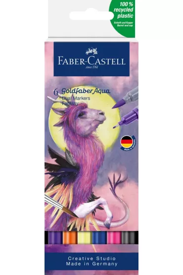 Faber-Castell Pisak akwarelowy goldfaber aqua dwustronny zestaw fantasy 6 szt.
