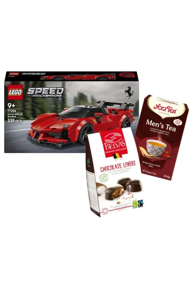 Pakiet: Samoch�d sportowy Ferrari SF90 XX Stradale 77254, Belvas Czekoladki belgijskie serca z karmelem i sol� morsk� fair trade bezglutenowe 100 g Bio, Herbatka dla m�czyzn (mens tea)