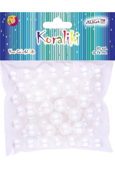 Aliga Koraliki plastikowe per�owe 14 mm 60 szt.