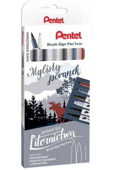 Pentel Zestaw do liternictwa Brush SESW30-ST6MPPL 6 kolor�w