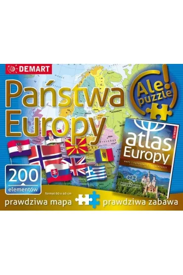 Puzzle 200 el. Pa�stwa Europy + atlas Demart