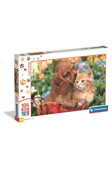 Puzzle 104 el. Maxi SuperColor. Cute Friends Clementoni
