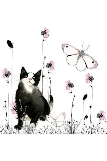 Clear Creations Karnet Swarovski kwadrat CL1202 Kot i motyl