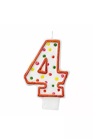 Amscan �wieczka cyferka 4 kropki 7.6cm