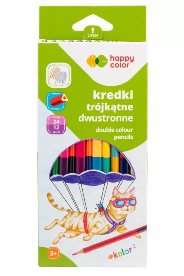 Kredki tr�jk�tne 24 kolory HAPPY COLOR 12 szt.
