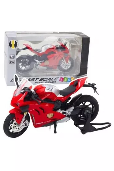 Motocykl metalowy ze wiatem i dwikiem 1:12 Leantoys