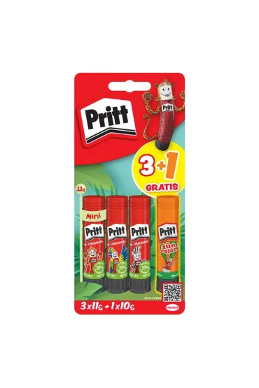 Klej w sztyfcie PRITT 3x11g + 1x10g neon blister 43 g
