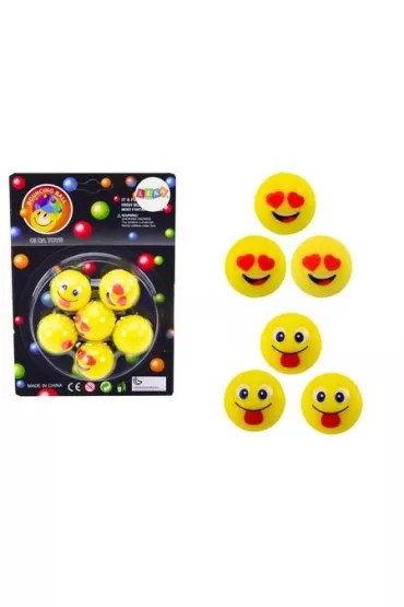 Pi�eczki kauczukowe emotki 6 szt LeanToys