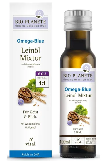 Bio Planete Omega blue - mieszanka z olejem lnianym (orzechy w�oskie, algi morskie) 100 ml Bio