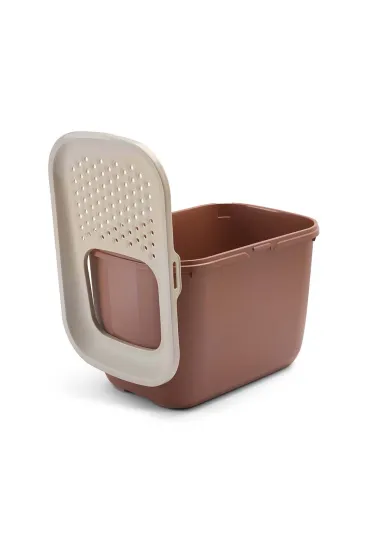 Savic Hop In, kuweta dla kota, kolor szampa�ski/ ceglany, plastik, wej�cie u g�ry, 58,5x39x39,5cm