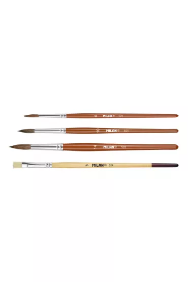 Milan P�dzle okr�g�e z w�osia koziego serii 101, nr 6, 10, 14 i serii 524, nr 8 4 szt.