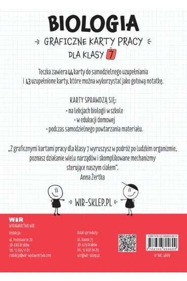 Biologia. Graficzne karty pracy dla klasy 7 - Anna  �ertka