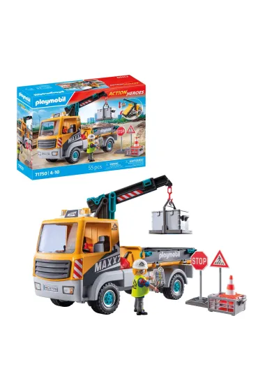 Playmobil Action Heroes Ci�ar�wka budowlana z d�wigiem 71750
