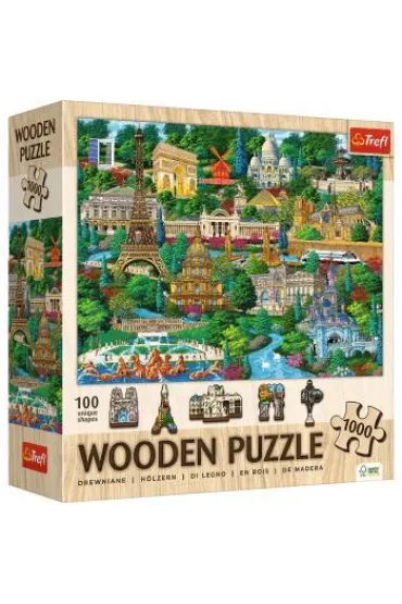 Puzzle drewniane 1000 el. Francja, znane miejsca Trefl