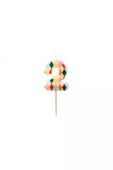 PartyDeco �wieczka urodzinowa cyfra 2 romby 5,5cm