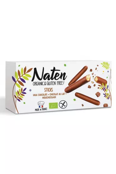 Naten Ciastka w polewie czekoladowej sticks bezglutenowe 130 g Bio