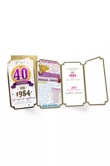 Kukartka Karnet 40-te urodziny, rocznik r�owy 1984 PM-349