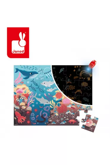 Puzzle 24 el. �wiec�ce w ciemno�ci z mini-lampk� UV Ocean Janod