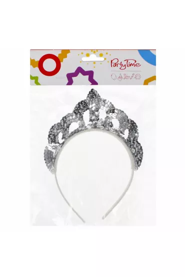 Arpex Ozdoba karnawa�owa Tiara w cekiny srebrna