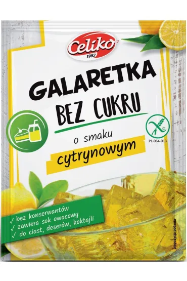 Celiko Galaretka bez cukru o smaku cytrynowym bezglutenowa Zestaw 4 x 14 g