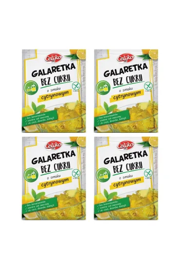 Celiko Galaretka bez cukru o smaku cytrynowym bezglutenowa Zestaw 4 x 14 g