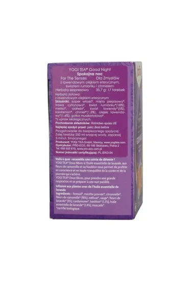 Yogi Tea Herbatka dla zmys��w z olejkiem lawendowym (for the senses good night) 17 x 2.1 g Bio