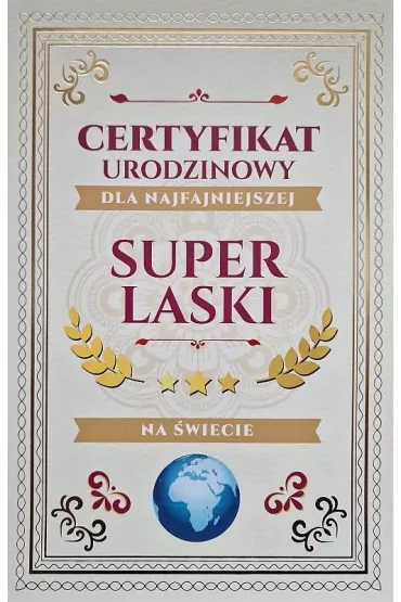 Yeku Karnet Certyfikat Urodzinowy Super Laski