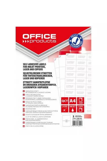 Etykiety OFFICE PRODUCTS, 210x148mm, bia�e, 100 ark.
