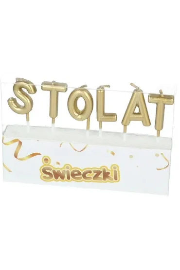 �wieczki literki na tort STO LAT z�ote 6 szt.