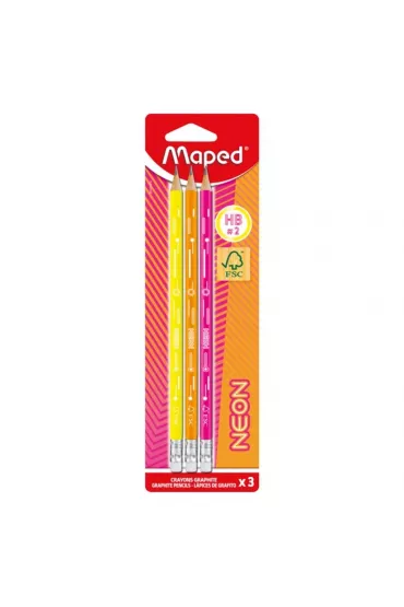 Maped O��wek z gumk� HB neon 3 szt.
